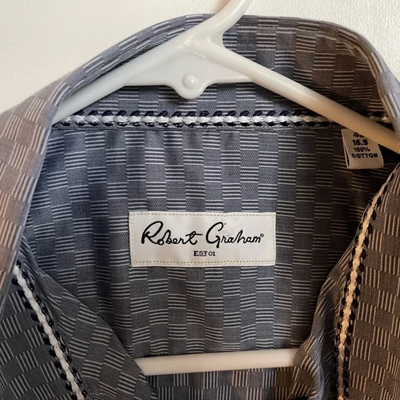 Grey-Blue Robert Graham Mens Button Down - Picture 4 of 6